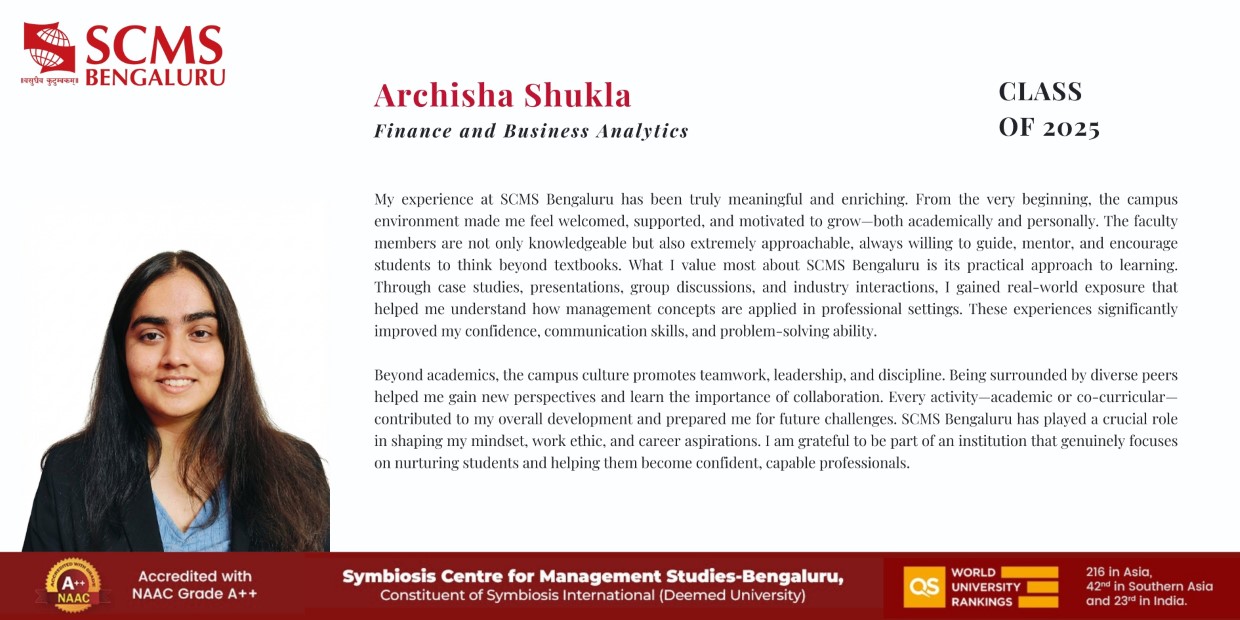 Student Testimonials | SCMS Bengalore